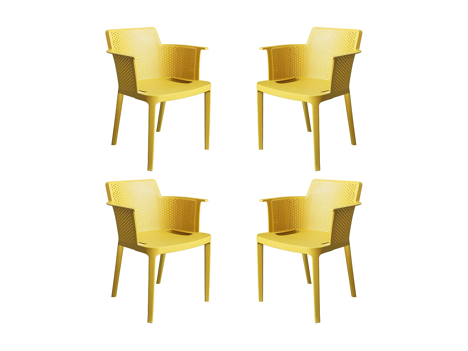 MilaniHome.it - set di 4 Poltrone in plastica per esterno giardino interno sala da pranzo colorata polipropilenedi coloreGiallo