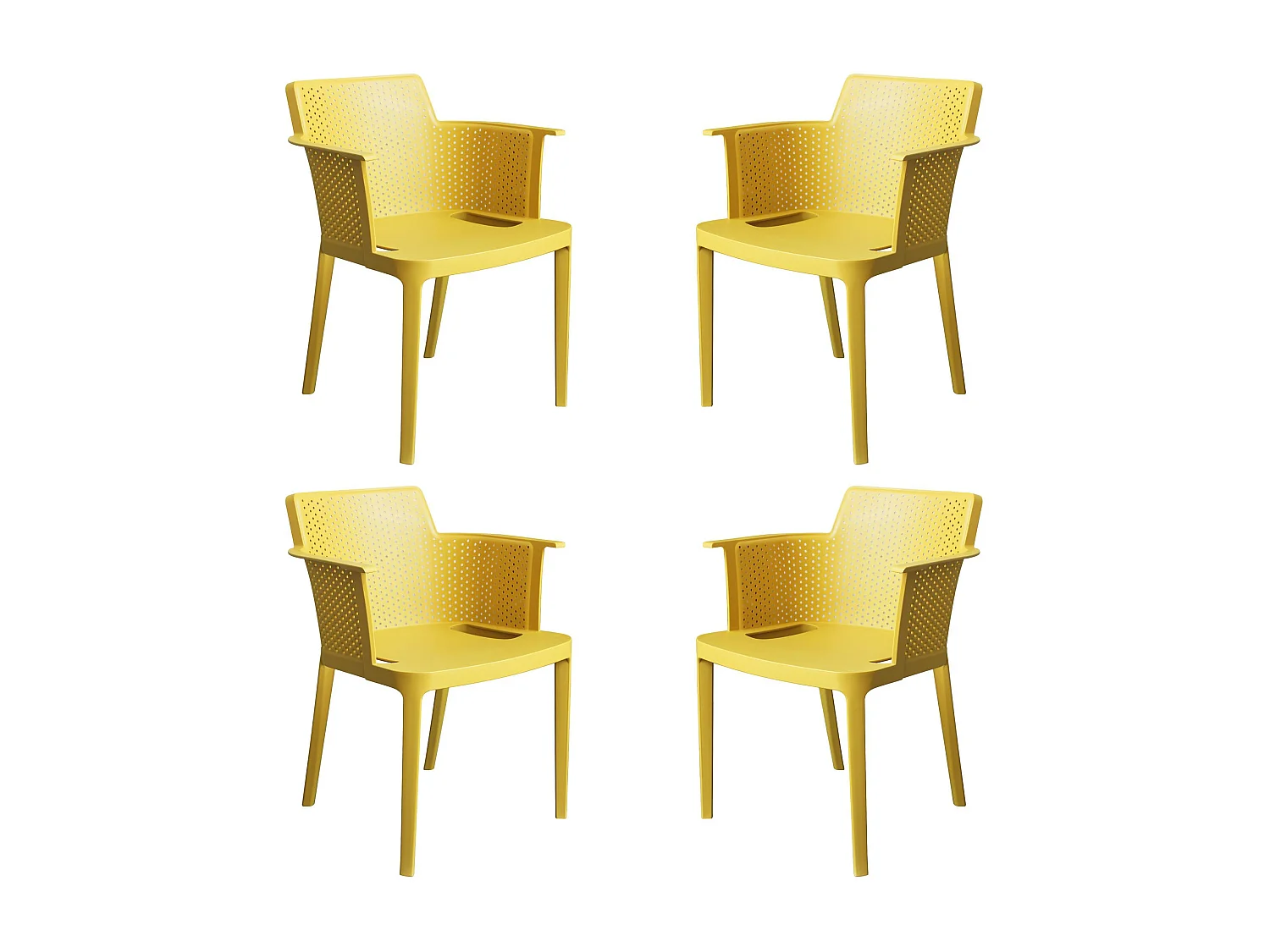 MilaniHome.it - set di 4 Poltrone in plastica per esterno giardino interno sala da pranzo colorata polipropilenedi coloreGiallo