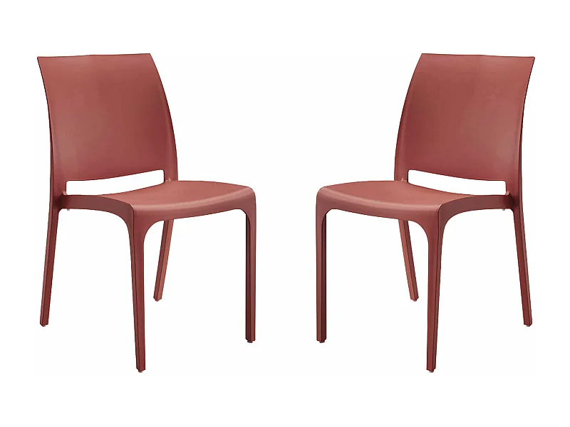 MilaniHome.it - set di 2 sedie poltrone da giardino in plastica design moderno colorata Rossodi coloreRosso