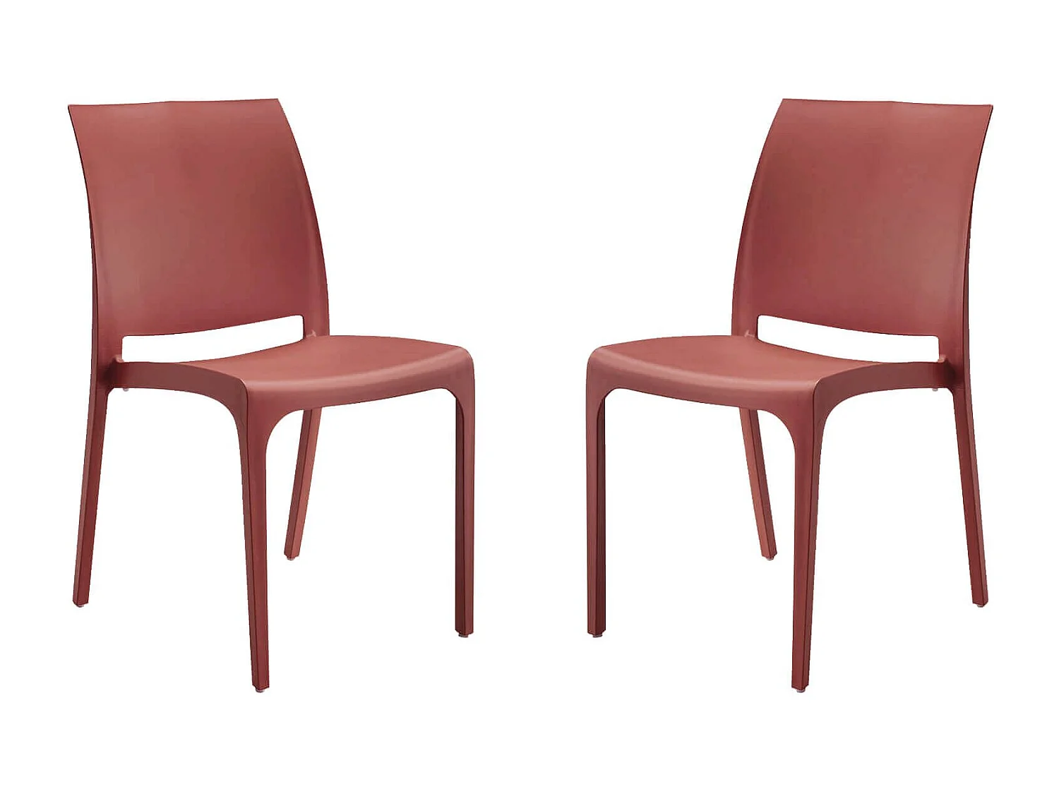 MilaniHome.it - set di 2 sedie poltrone da giardino in plastica design moderno colorata Rossodi coloreRosso