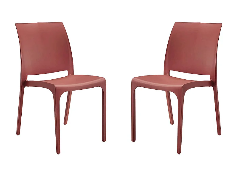 MilaniHome.it - set di 2 sedie poltrone da giardino in plastica design moderno colorata Rossodi coloreRosso