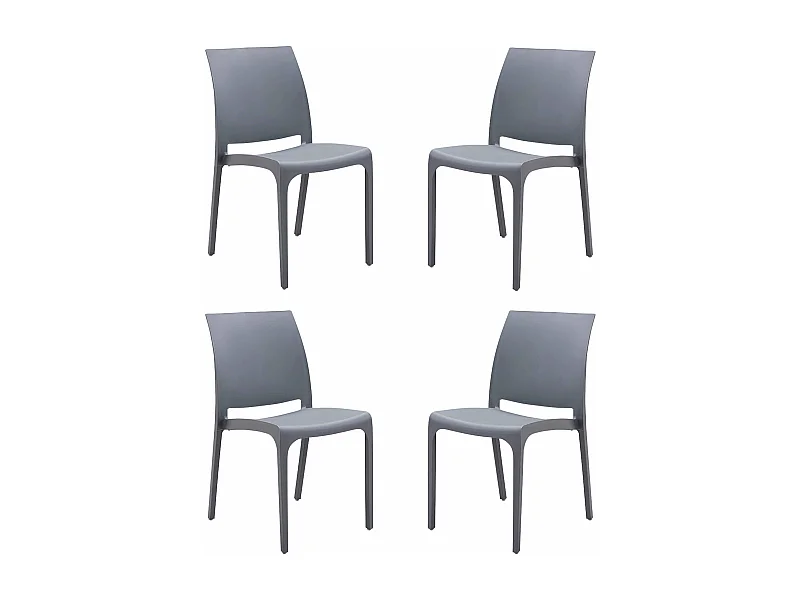 MilaniHome.it - set di 4 sedie poltrone da giardino in plastica design moderno colorata Grigio chiarodi coloreGrigio chiaro