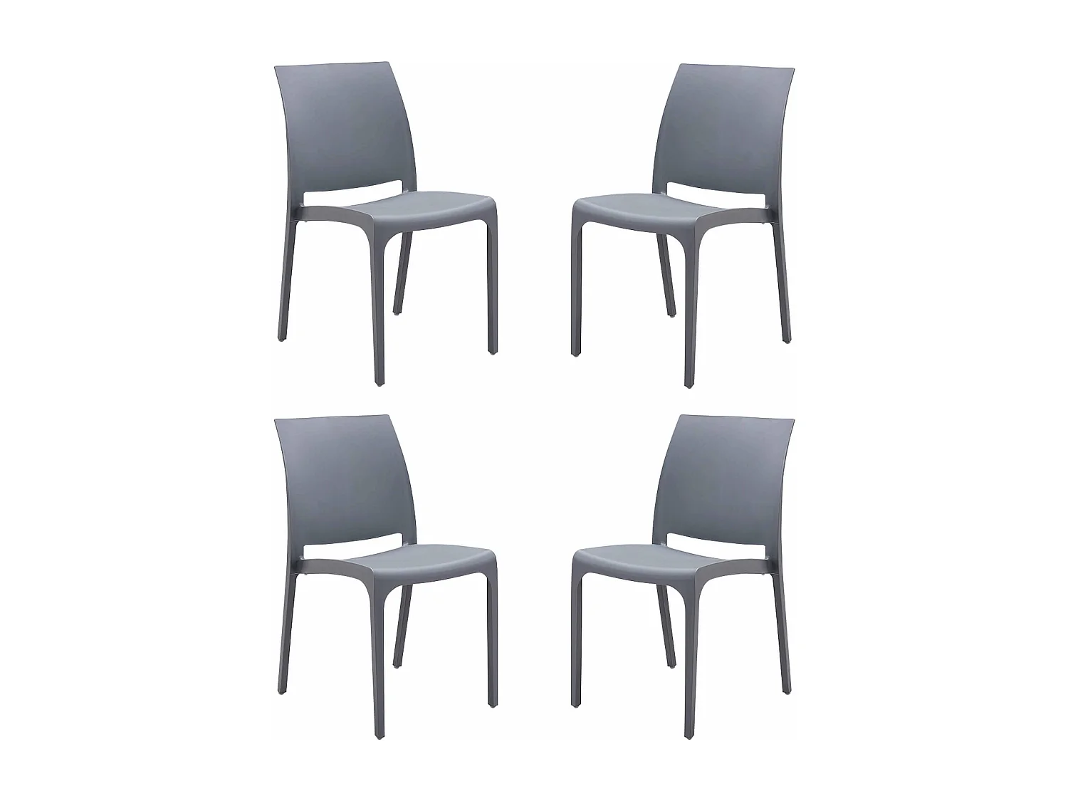 MilaniHome.it - set di 4 sedie poltrone da giardino in plastica design moderno colorata Grigio chiarodi coloreGrigio chiaro