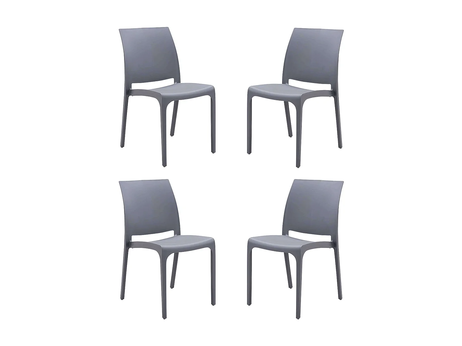 MilaniHome.it - set di 4 sedie poltrone da giardino in plastica design moderno colorata Grigio chiarodi coloreGrigio chiaro