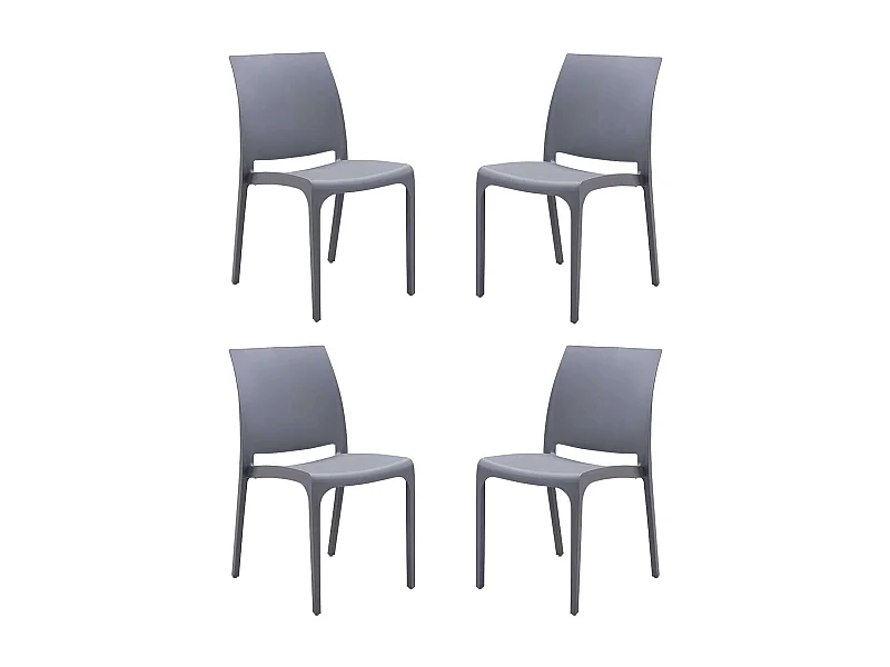 MilaniHome.it - set di 4 sedie poltrone da giardino in plastica design moderno colorata Grigio chiarodi coloreGrigio chiaro