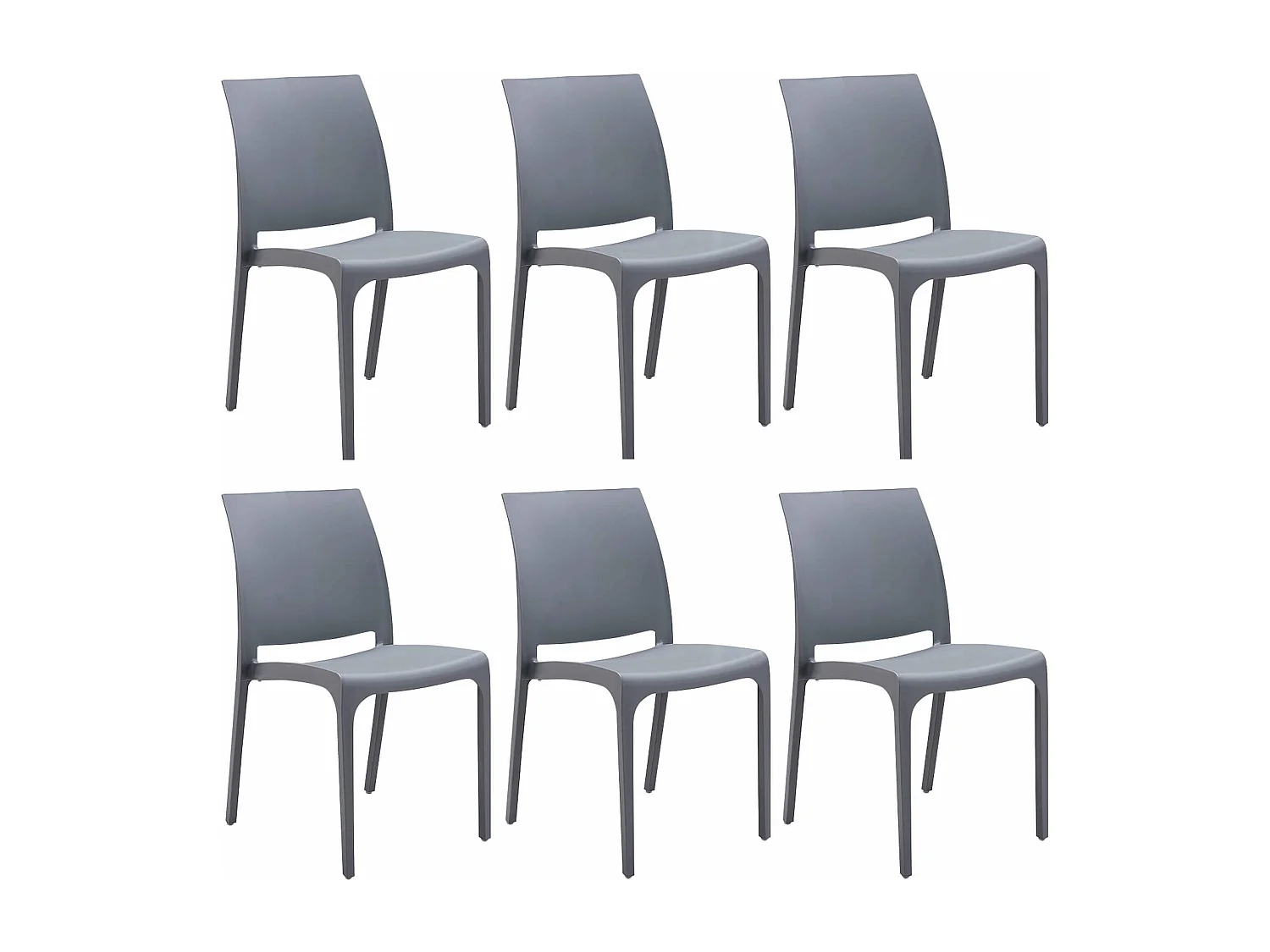 MilaniHome.it - set di 6 sedie poltrone da giardino in plastica design moderno colorata Grigio chiarodi coloreGrigio chiaro