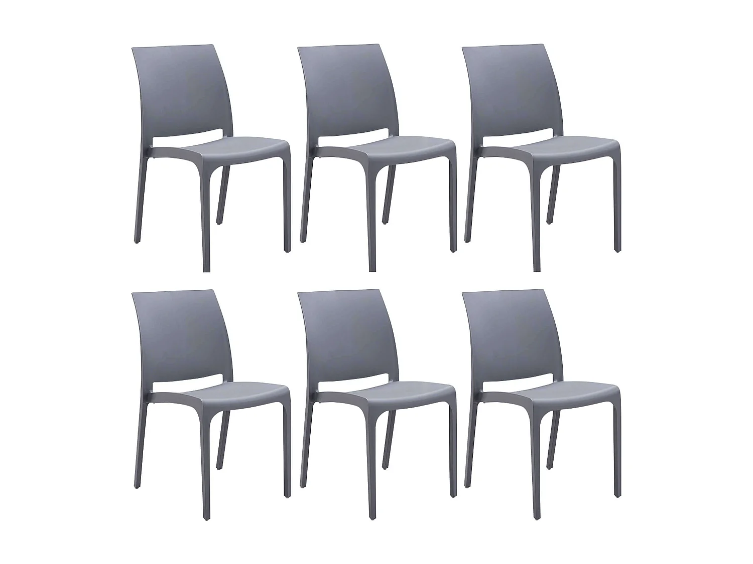 MilaniHome.it - set di 6 sedie poltrone da giardino in plastica design moderno colorata Grigio chiarodi coloreGrigio chiaro