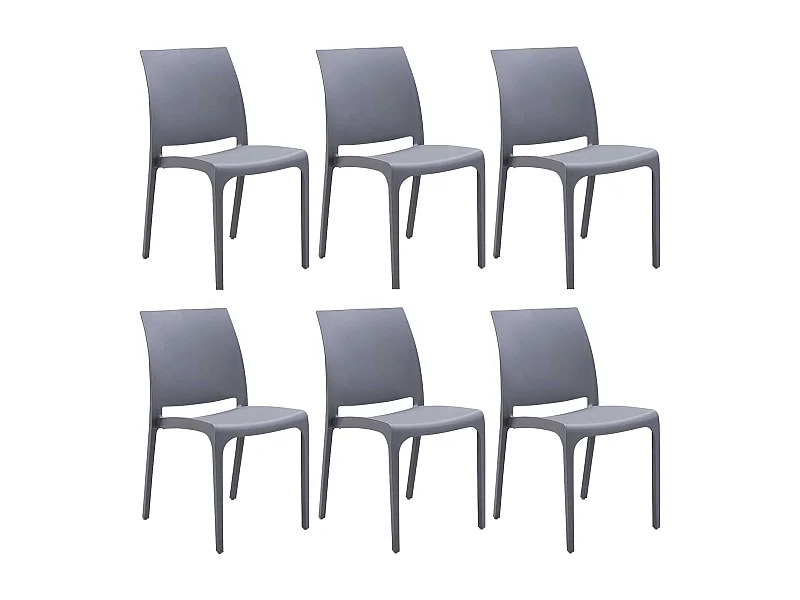 MilaniHome.it - set di 6 sedie poltrone da giardino in plastica design moderno colorata Grigio chiarodi coloreGrigio chiaro