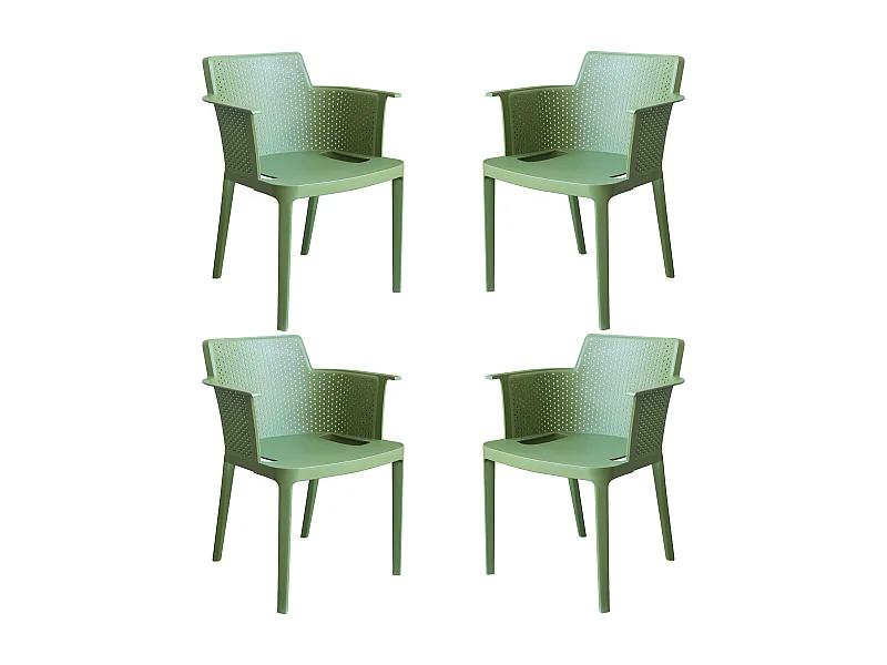 MilaniHome.it - set di 4 Poltrone in plastica per esterno giardino interno sala da pranzo colorata polipropilenedi coloreVerde