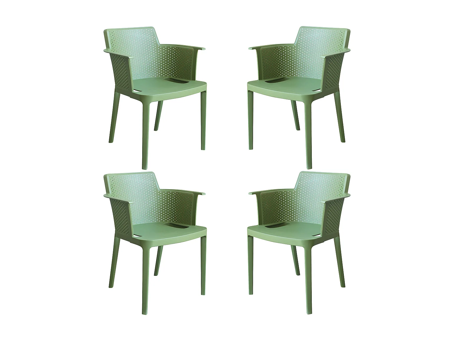 MilaniHome.it - set di 4 Poltrone in plastica per esterno giardino interno sala da pranzo colorata polipropilenedi coloreVerde