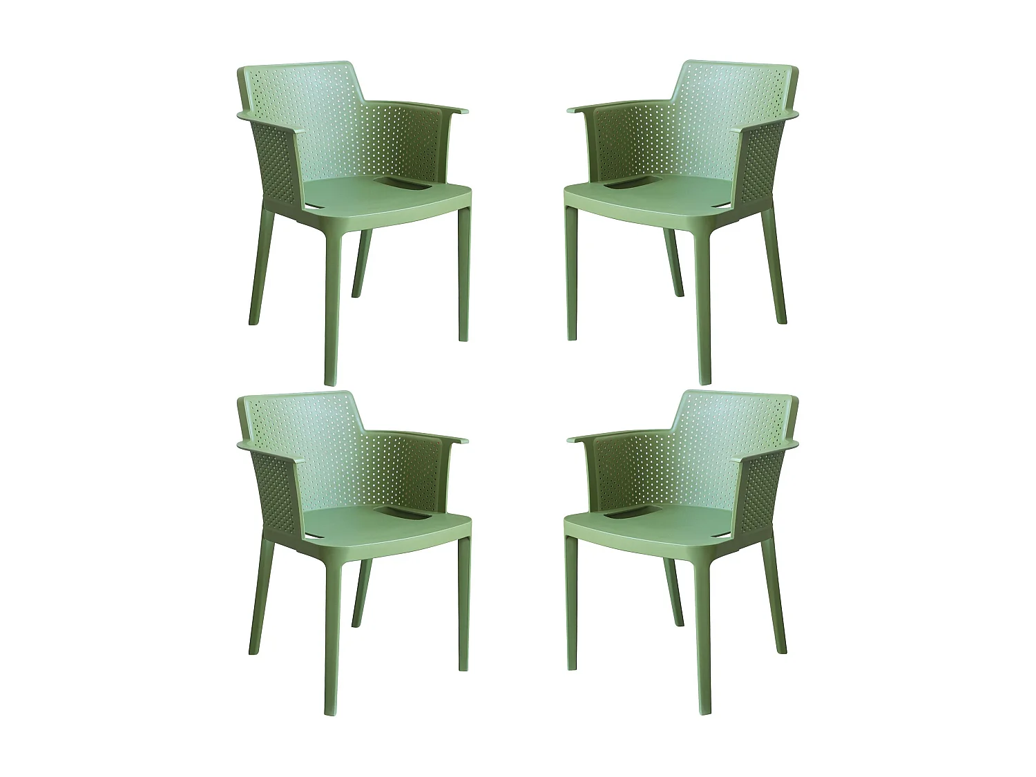 MilaniHome.it - set di 4 Poltrone in plastica per esterno giardino interno sala da pranzo colorata polipropilenedi coloreVerde