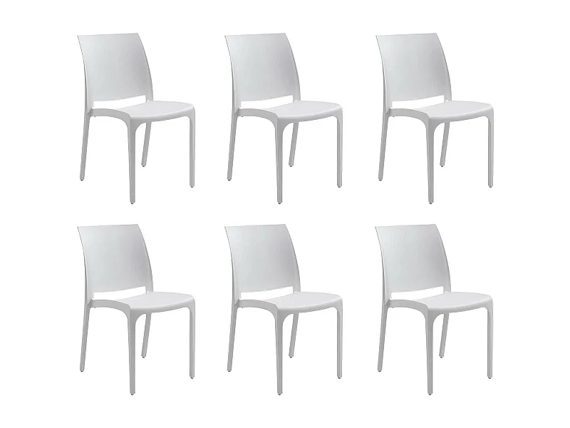 MilaniHome.it - set di 6 sedie poltrone da giardino in plastica design moderno colorata Biancodi coloreBianco