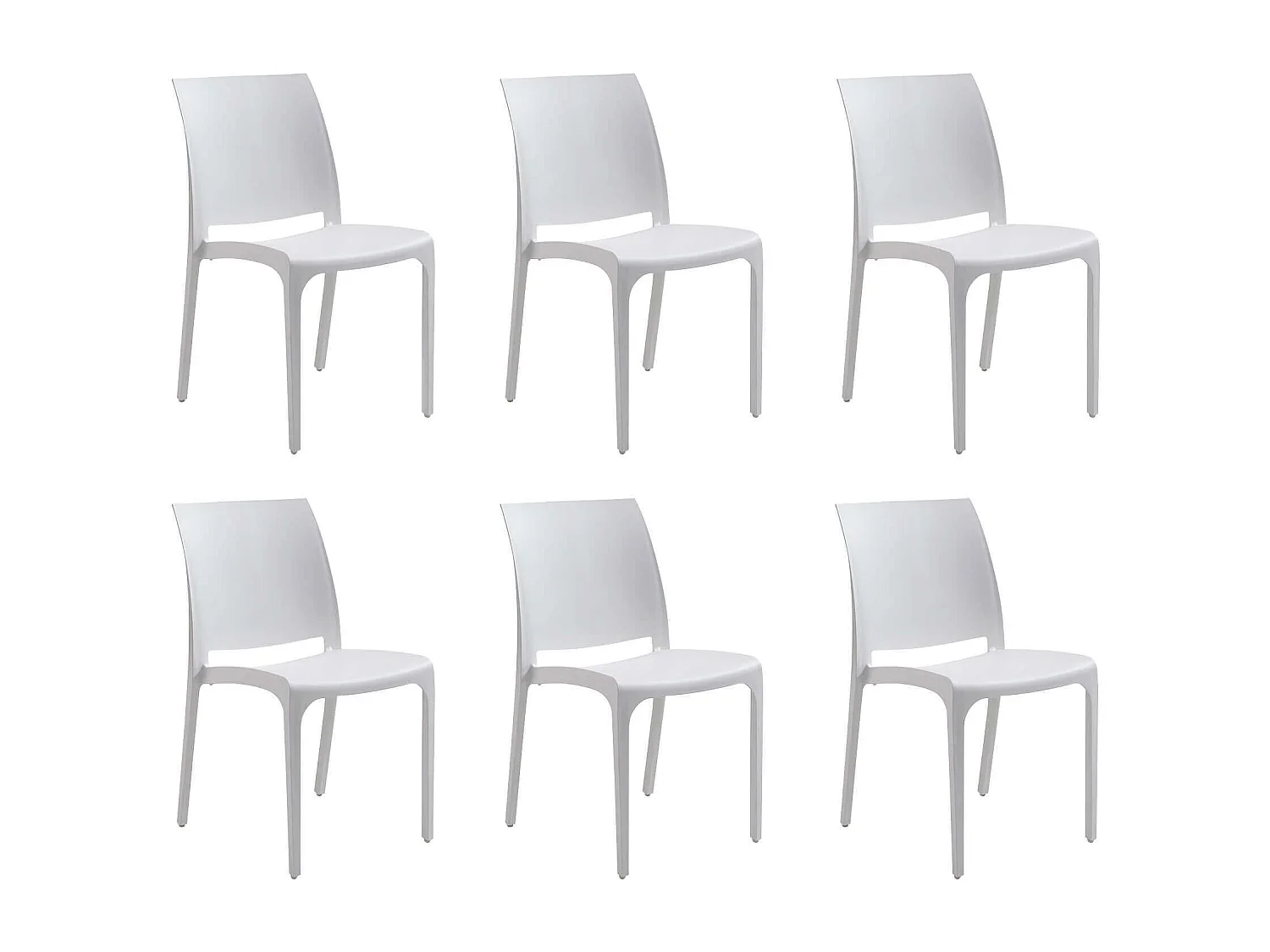 MilaniHome.it - set di 6 sedie poltrone da giardino in plastica design moderno colorata Biancodi coloreBianco
