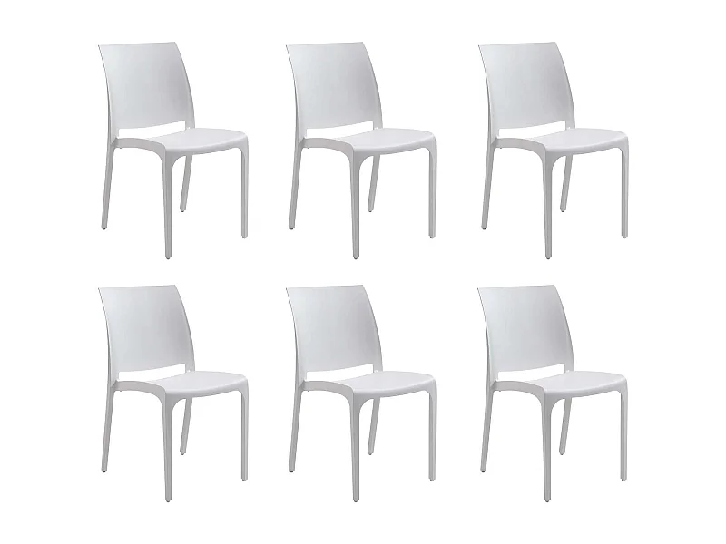 MilaniHome.it - set di 6 sedie poltrone da giardino in plastica design moderno colorata Biancodi coloreBianco