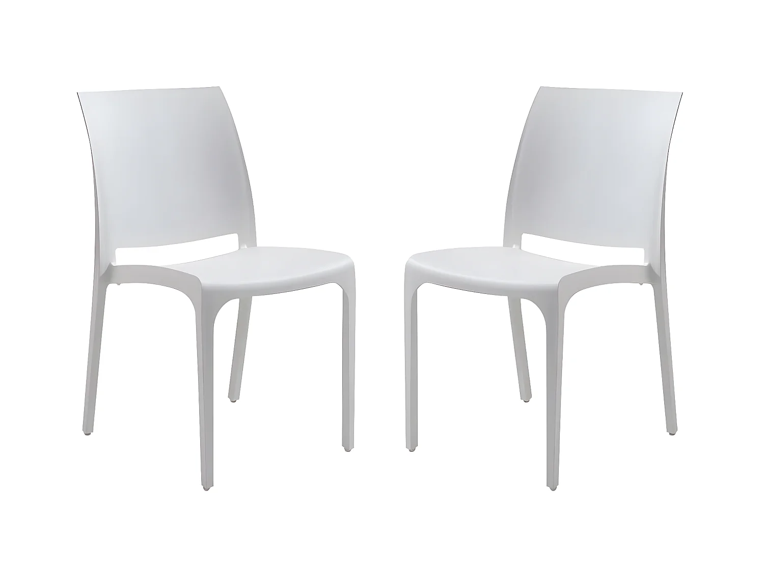 MilaniHome.it - set di 2 sedie poltrone da giardino in plastica design moderno colorata Biancodi coloreBianco