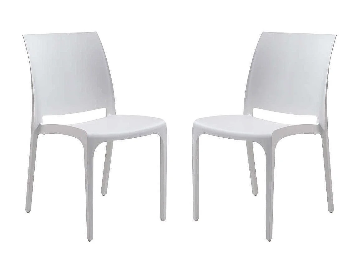 MilaniHome.it - set di 2 sedie poltrone da giardino in plastica design moderno colorata Biancodi coloreBianco