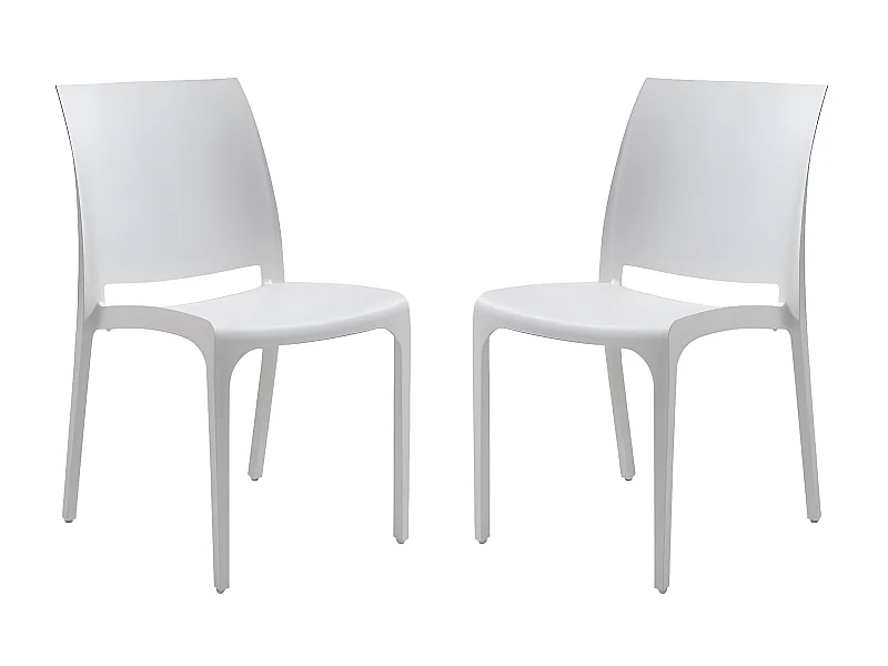 MilaniHome.it - set di 2 sedie poltrone da giardino in plastica design moderno colorata Biancodi coloreBianco