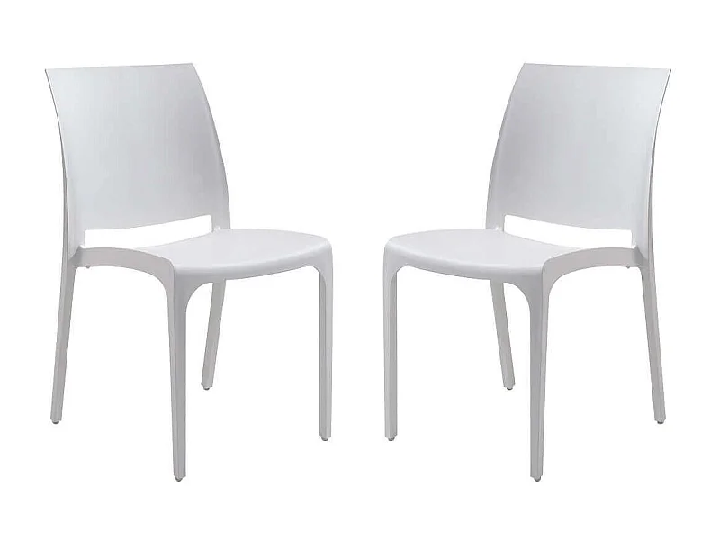 MilaniHome.it - set di 2 sedie poltrone da giardino in plastica design moderno colorata Biancodi coloreBianco