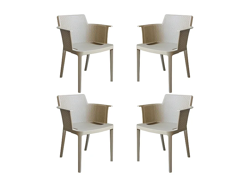 MilaniHome.it - set di 4 Poltrone in plastica per esterno giardino interno sala da pranzo colorata polipropilenedi coloreTortora