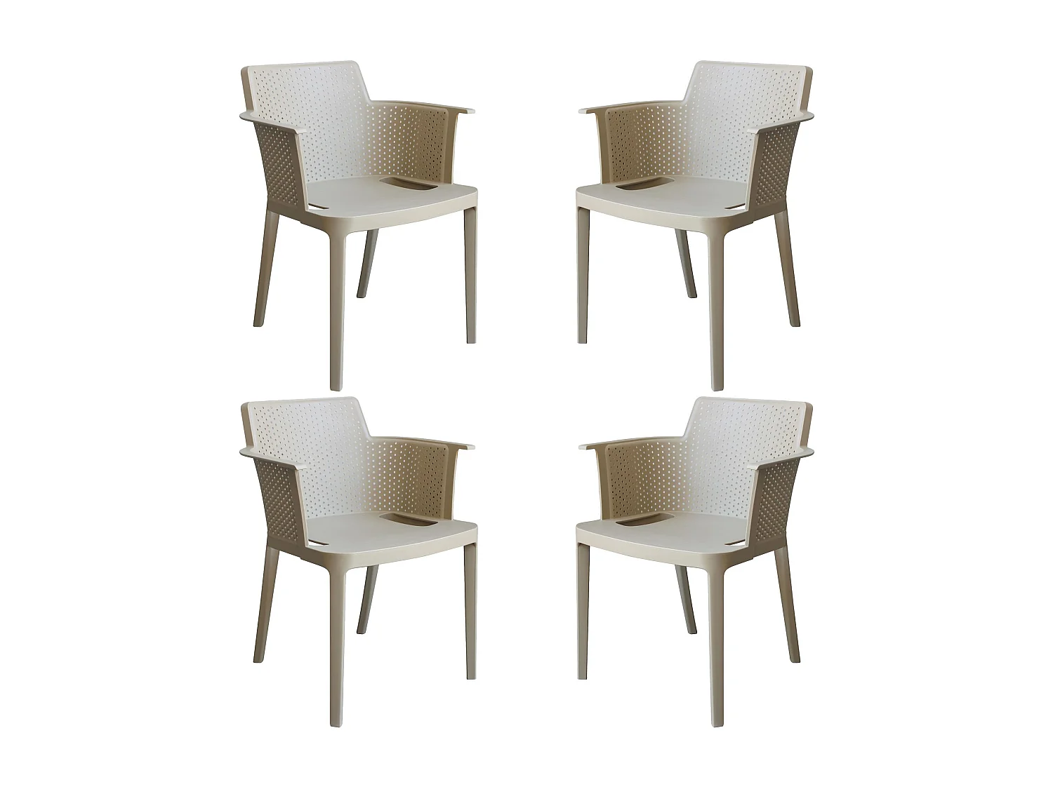 MilaniHome.it - set di 4 Poltrone in plastica per esterno giardino interno sala da pranzo colorata polipropilenedi coloreTortora