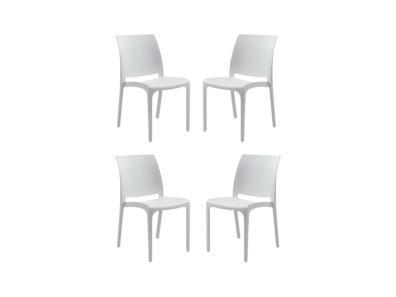 MilaniHome.it - set di 4 sedie poltrone da giardino in plastica design moderno colorata Biancodi coloreBianco