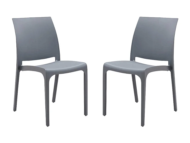 MilaniHome.it - set di 2 sedie poltrone da giardino in plastica design moderno colorata Grigio chiarodi coloreGrigio chiaro