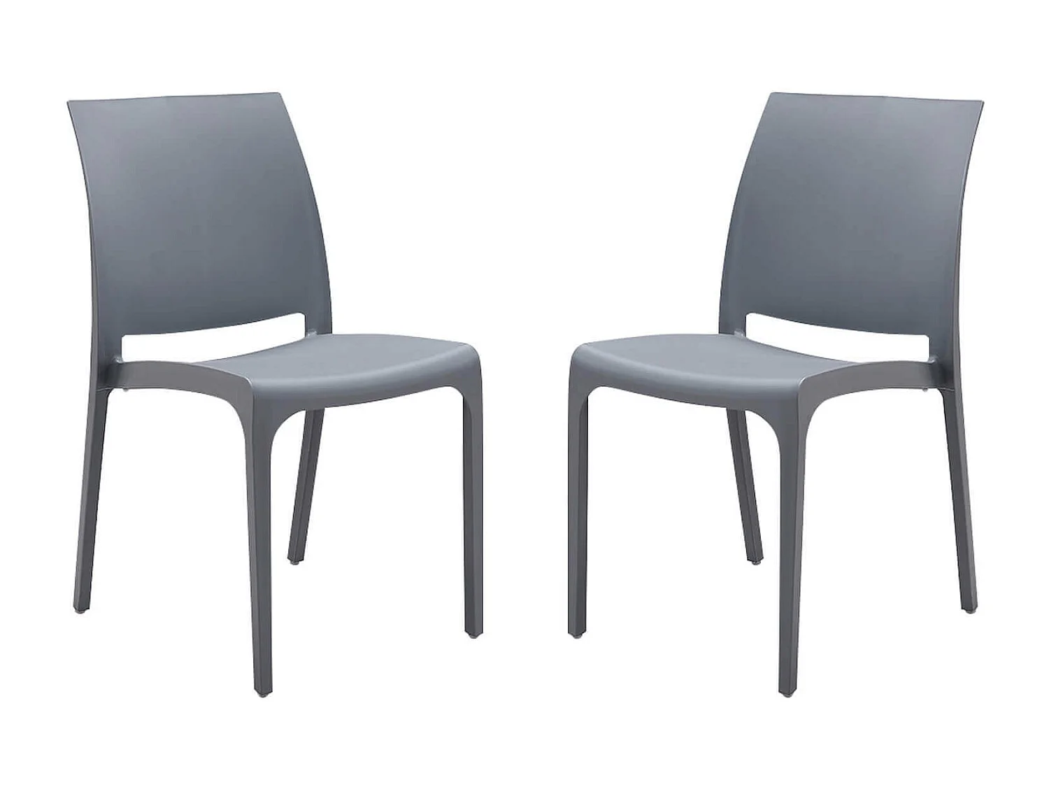 MilaniHome.it - set di 2 sedie poltrone da giardino in plastica design moderno colorata Grigio chiarodi coloreGrigio chiaro