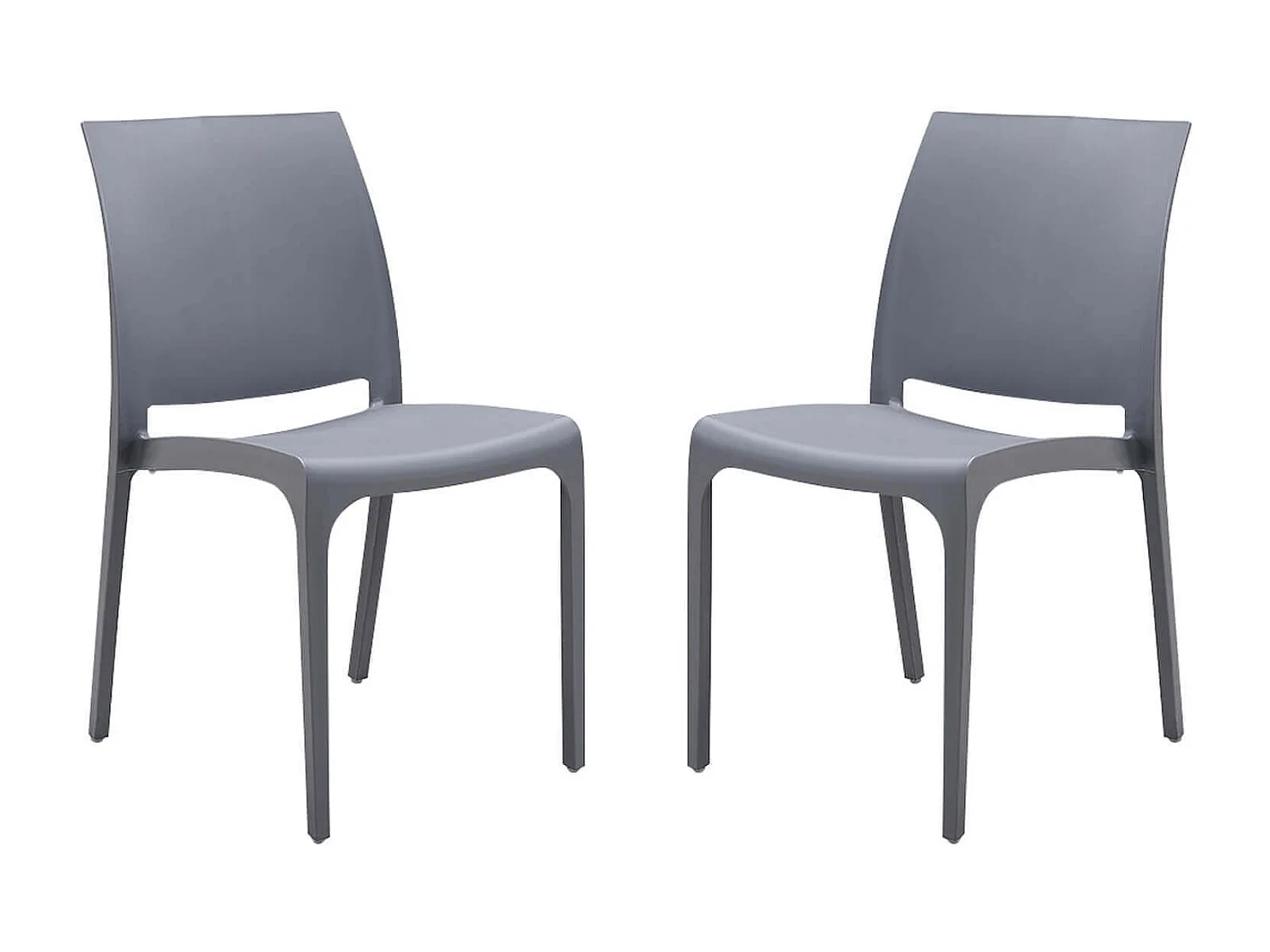 MilaniHome.it - set di 2 sedie poltrone da giardino in plastica design moderno colorata Grigio chiarodi coloreGrigio chiaro