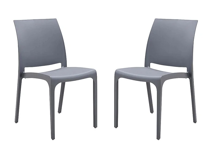 MilaniHome.it - set di 2 sedie poltrone da giardino in plastica design moderno colorata Grigio chiarodi coloreGrigio chiaro