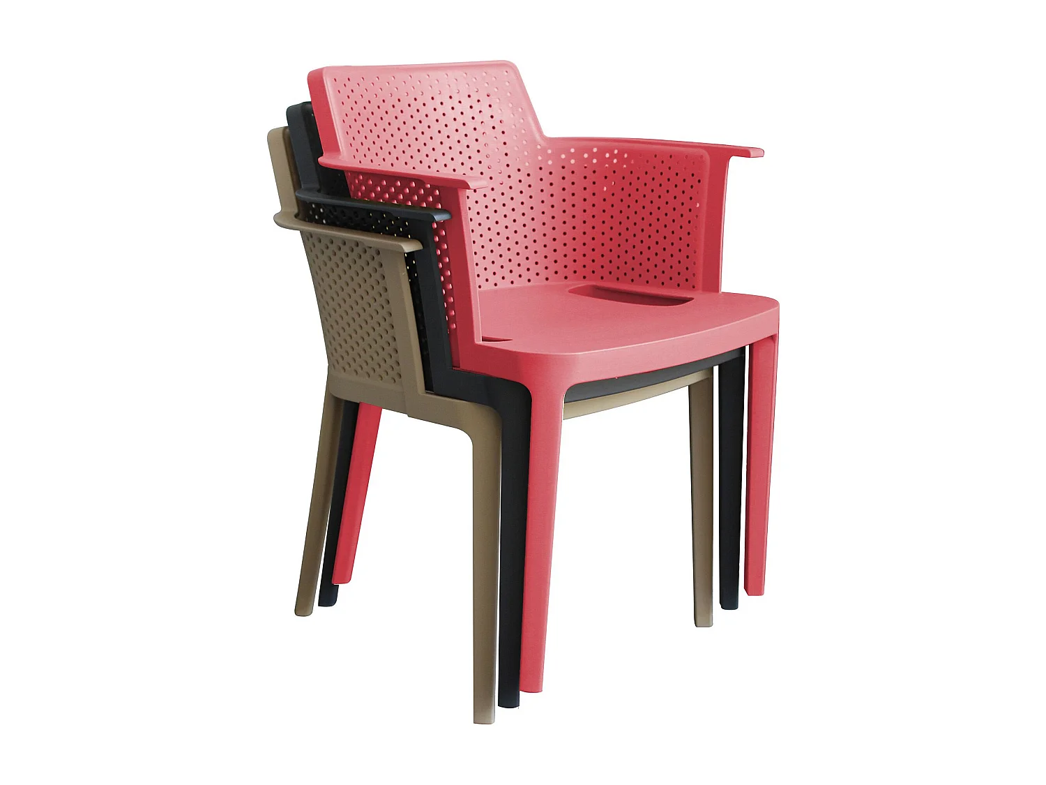 MilaniHome.it - Poltrona in plastica per esterno giardino interno sala da pranzo colorata polipropilenedi coloreRosso corallo