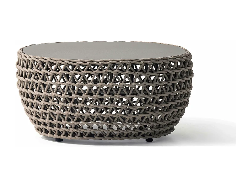 MilaniHome.it - tavolino da esterno in alluminio e corda di design per esterno giardino cm 66 l x 66 p x 38 hdi coloreBeige