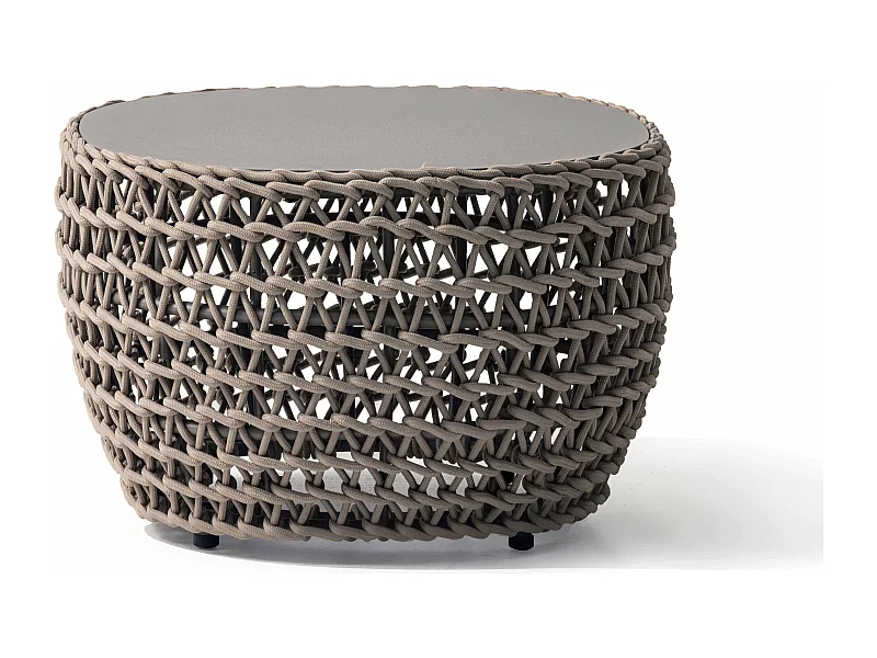 MilaniHome.it - tavolino da esterno in alluminio e corda di design per esterno giardino cm 66 l x 66 p x 38 hdi coloreBeige