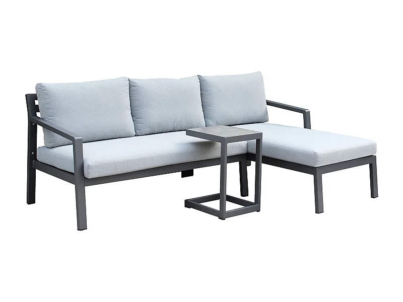 MilaniHome.it - divano da giardino in alluminio con tavolino per esterno D.70/135x75/140x75/T.32x40x53di coloreAntracite