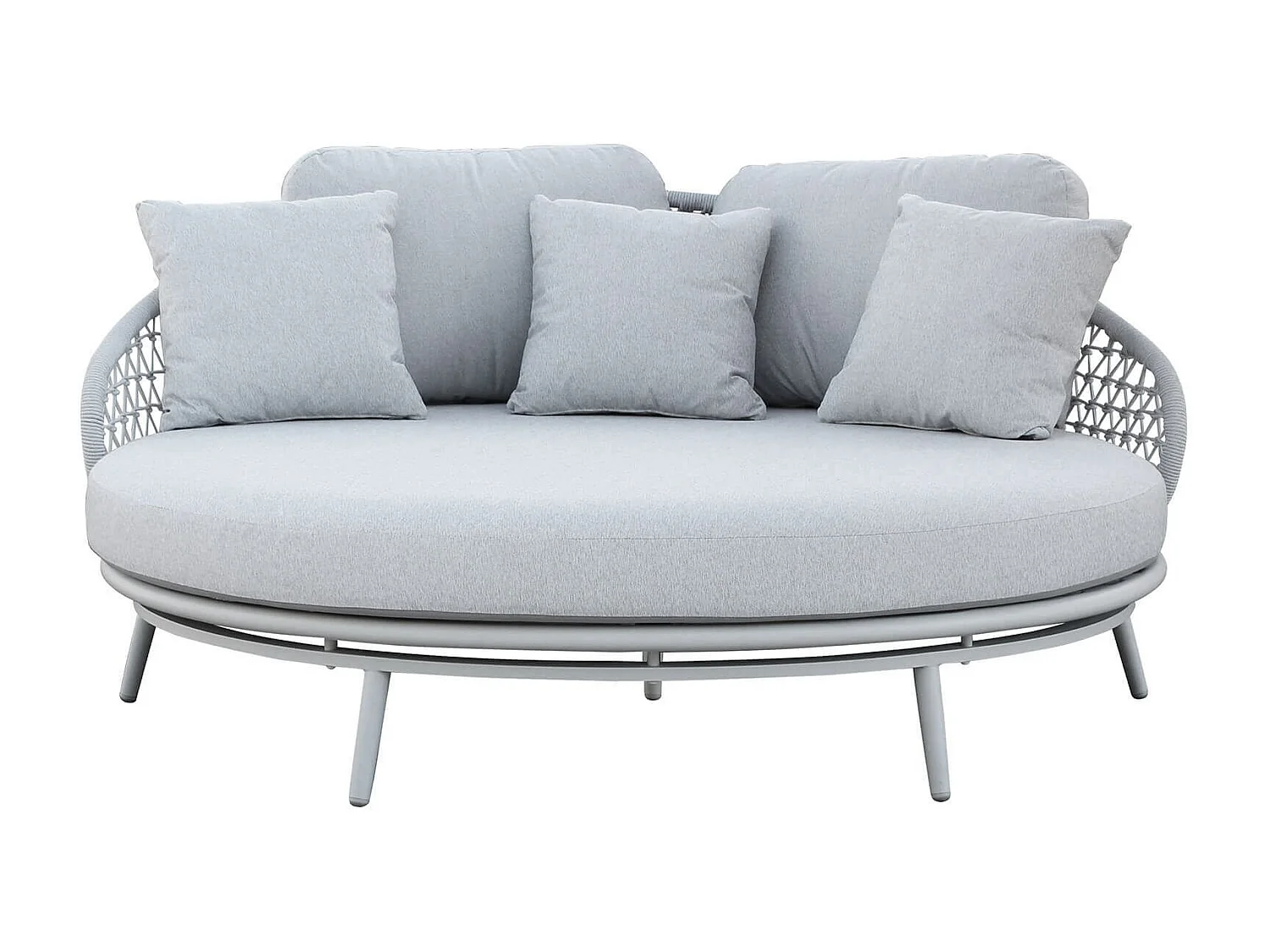 MilaniHome.it - divano da giardino circolare in alluminio con cuscinidi coloreGrigio chiaro