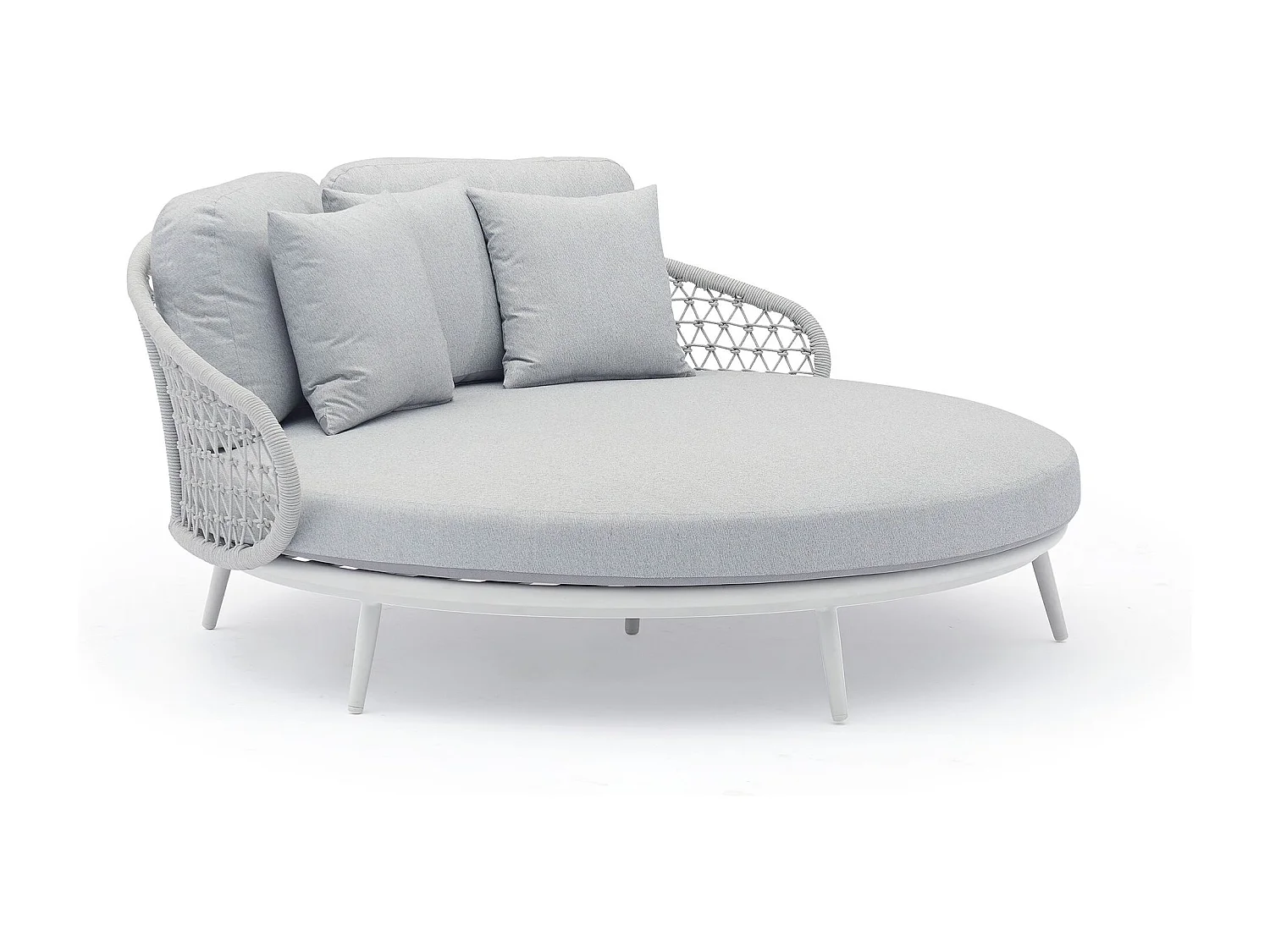 MilaniHome.it - divano da giardino circolare in alluminio con cuscinidi coloreGrigio chiaro