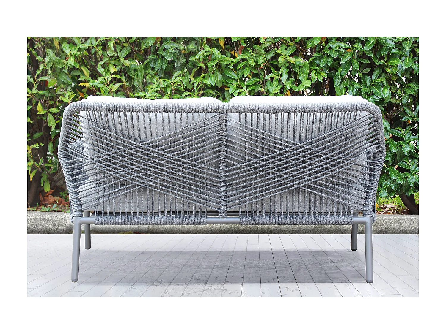 MilaniHome.it - salotto da giardino in alluminio 4 posti per esterno D.148x78x79/P.70x78x79/T.100x55x45di coloreAntracite