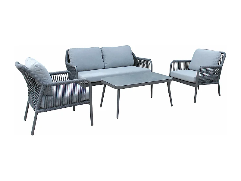 MilaniHome.it - salotto da giardino in alluminio 4 posti per esterno D.148x78x79/P.70x78x79/T.100x55x45di coloreAntracite