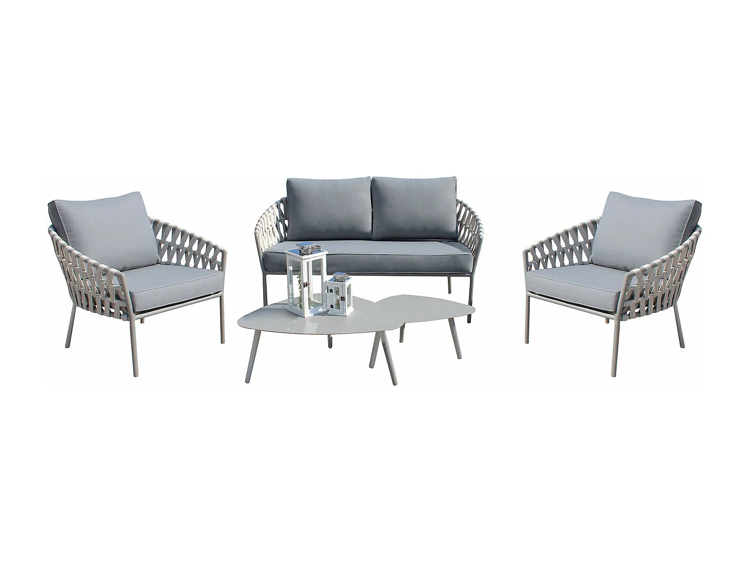 MilaniHome.it - Salotto Da Giardino Completo Di Cuscini Intreccio In Rattan Sinteticodi coloreMarrone