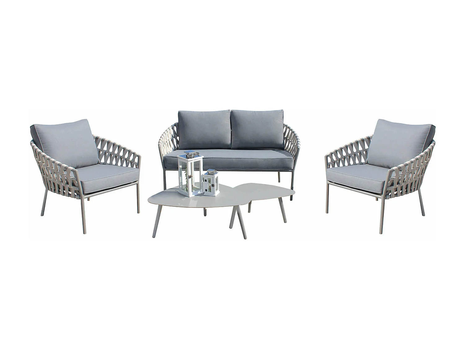 MilaniHome.it - Salotto Da Giardino Completo Di Cuscini Intreccio In Rattan Sinteticodi coloreMarrone