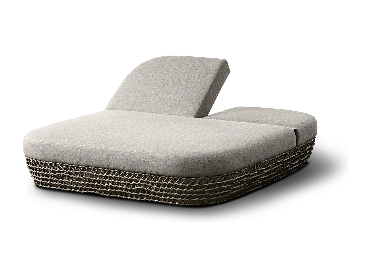 MilaniHome.it - lettino da esterno in alluminio e corda di design per esterno giardino cm 151 l x 205 p x 36 hdi coloreBeige