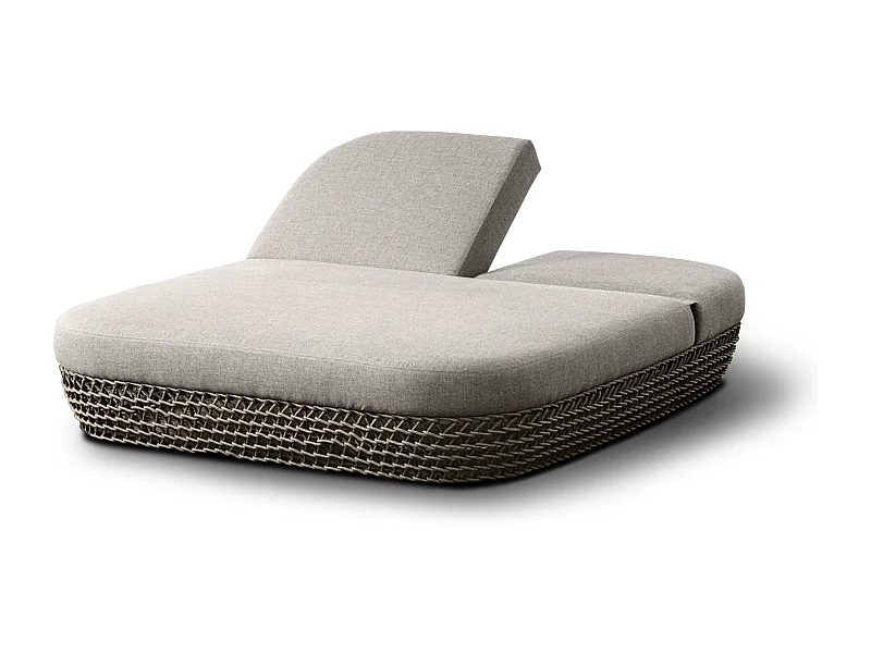 MilaniHome.it - lettino da esterno in alluminio e corda di design per esterno giardino cm 151 l x 205 p x 36 hdi coloreBeige