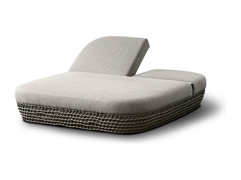 MilaniHome.it - lettino da esterno in alluminio e corda di design per esterno giardino cm 151 l x 205 p x 36 hdi coloreBeige