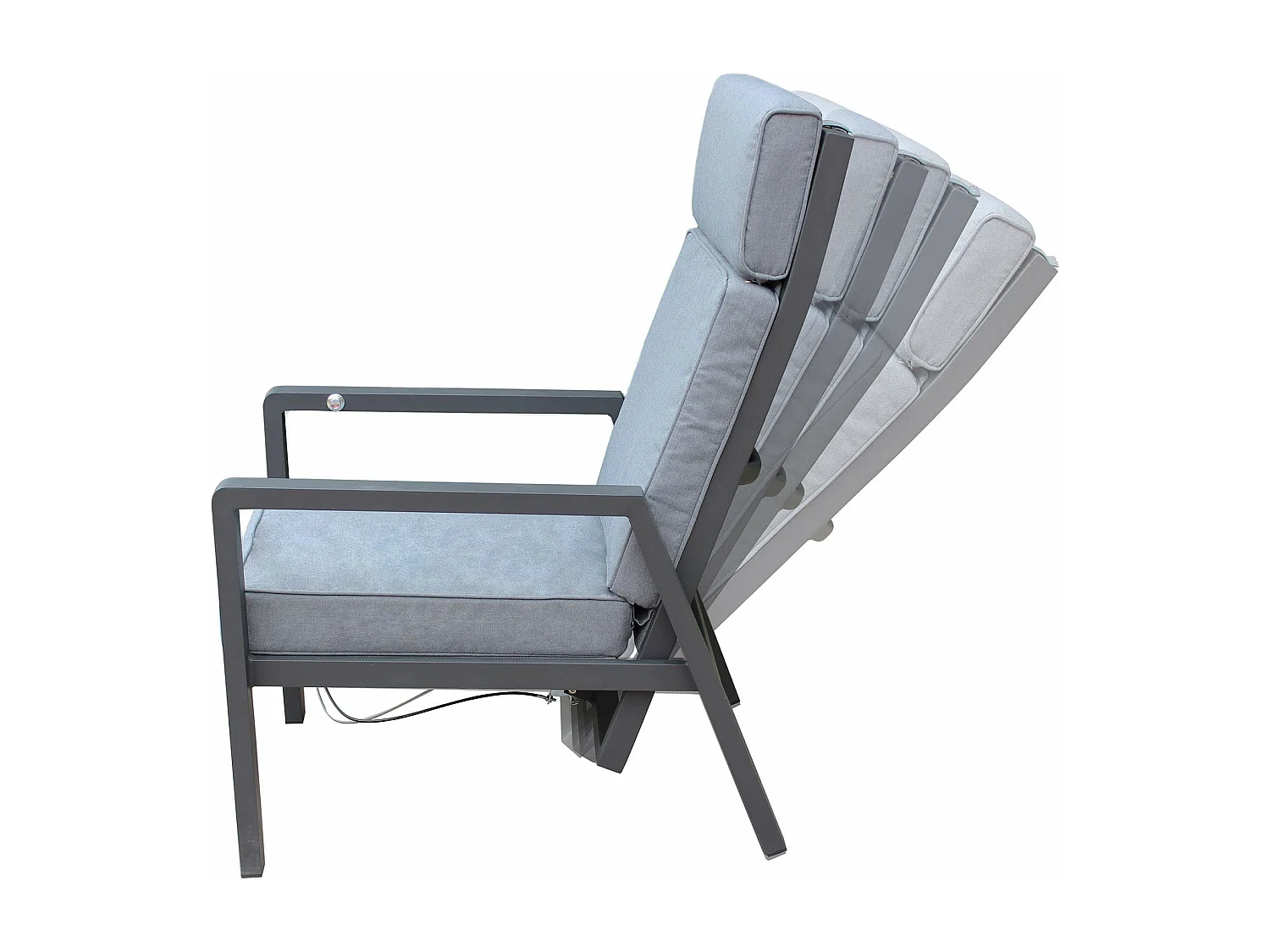 MilaniHome.it - salotto da giardino reclinabile 5 posti di design moderno per esterno di coloreAntracite