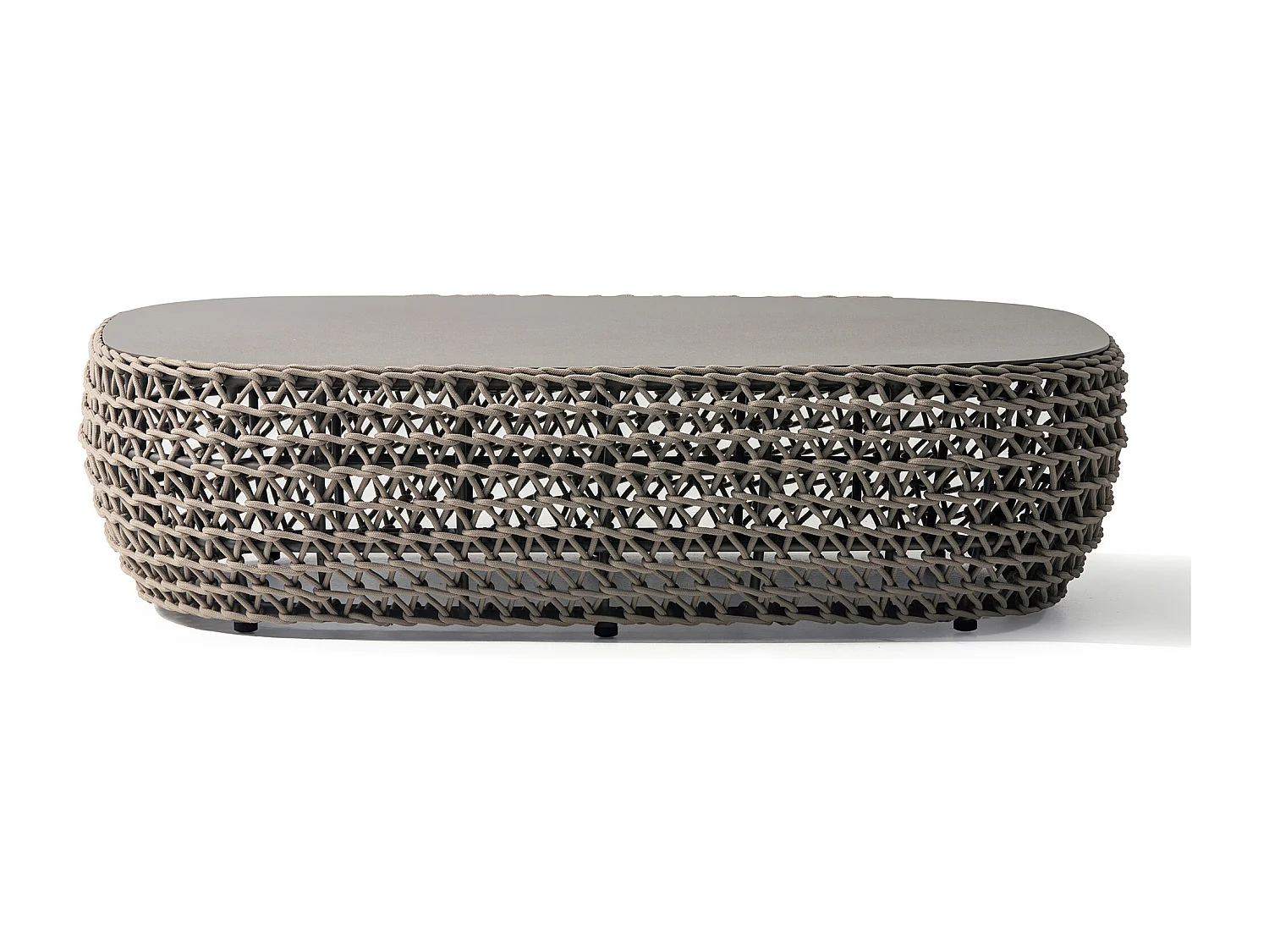 MilaniHome.it - tavolino da esterno in alluminio e corda di design per esterno giardino cm 124 l x 85 p x 33 hdi coloreBeige