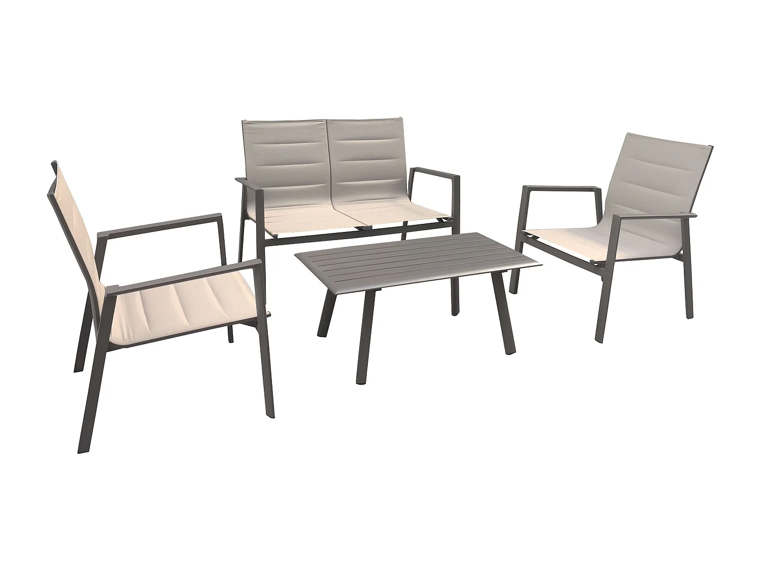 MilaniHome.it - Salotto Da Giardino 2 Posti In Alluminio Completo Di Cuscinidi coloreTaupe