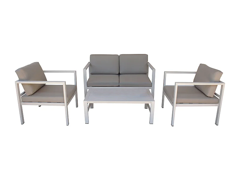 MilaniHome.it - Salotto Da Giardino Set 2 Posti In Alluminio Tortora Da Esterno Portico Per Locale Bar Hotel Albergo Agriturismo Pasticceriadi coloreTortora