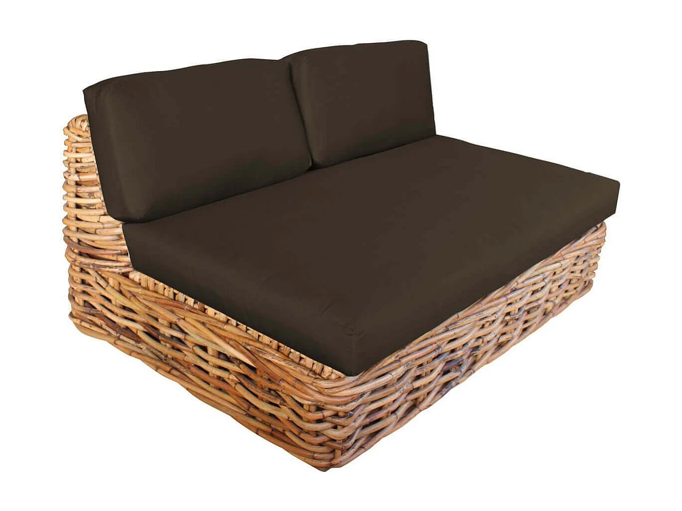 MilaniHome.it - Divano Da Giardino Componibile Completo Di Cuscino Intreccio In Rattan Naturaledi coloreMarrone