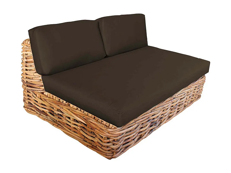MilaniHome.it - Divano Da Giardino Componibile Completo Di Cuscino Intreccio In Rattan Naturaledi coloreMarrone