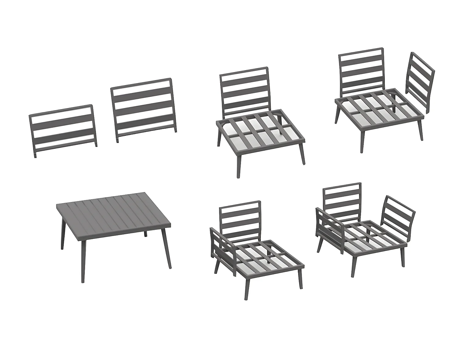 MilaniHome.it - tavolino per salotto modulare di design per esterno giardino cm 68 x 68 x 30 hdi coloreAntracite