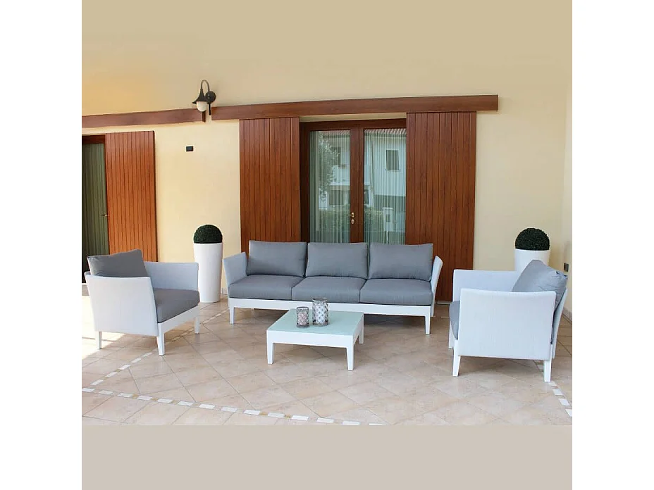 MilaniHome.it - Salotto Da Giardino Set In Alluminio 3 Posti Bianco Da Esterno Portico Terrazzodi coloreBianco